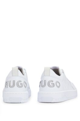 Basketball-inspired lace-up trainers with bubble branding, White