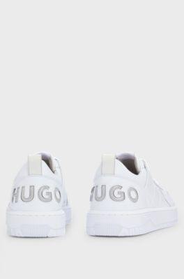 Basketball-inspired lace-up trainers with bubble branding, White