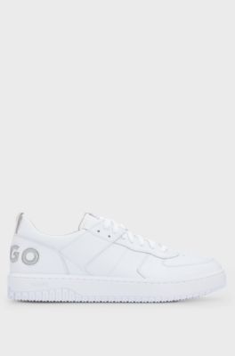 Basketball-inspired lace-up trainers with bubble branding, White