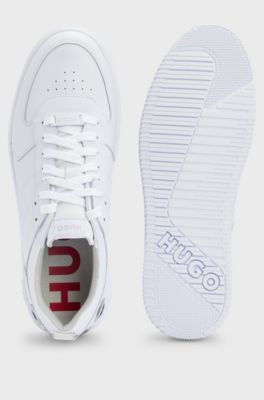 Basketball-inspired lace-up trainers with bubble branding, White