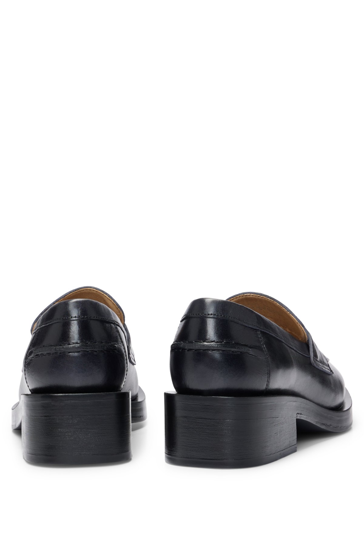 Leather moccasins with branded hardware, Black