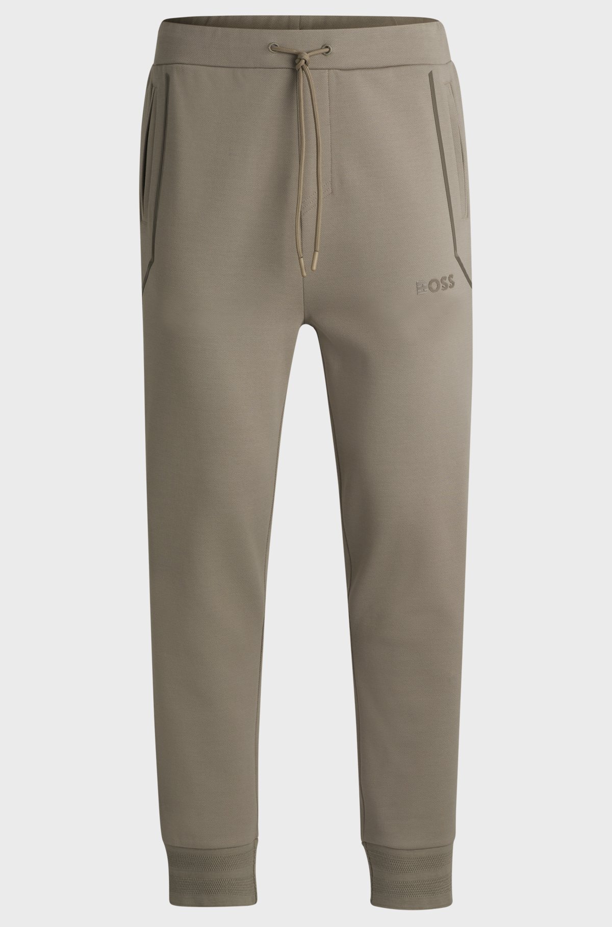 BOSS - Cotton-blend tracksuit bottoms with mirror-effect BOSS - Cotton-blend tracksuit bottoms with mirror-effect