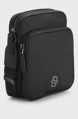 Twill reporter bag with adjustable logo strap, Black