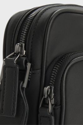 Twill reporter bag with adjustable logo strap, Black