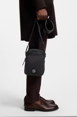 Twill reporter bag with adjustable logo strap, Black