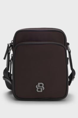 Twill reporter bag with adjustable logo strap, Dark Brown