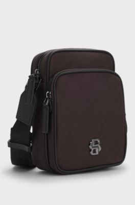 Twill reporter bag with adjustable logo strap, Dark Brown