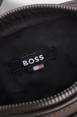 Twill reporter bag with adjustable logo strap, Dark Brown