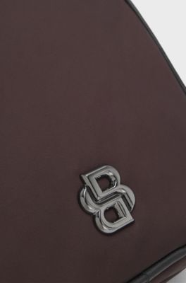 Twill reporter bag with adjustable logo strap, Dark Brown