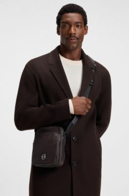 Twill reporter bag with adjustable logo strap, Dark Brown