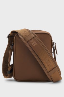 Twill reporter bag with adjustable logo strap, Brown