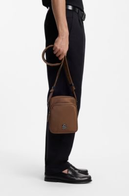 Twill reporter bag with adjustable logo strap, Brown