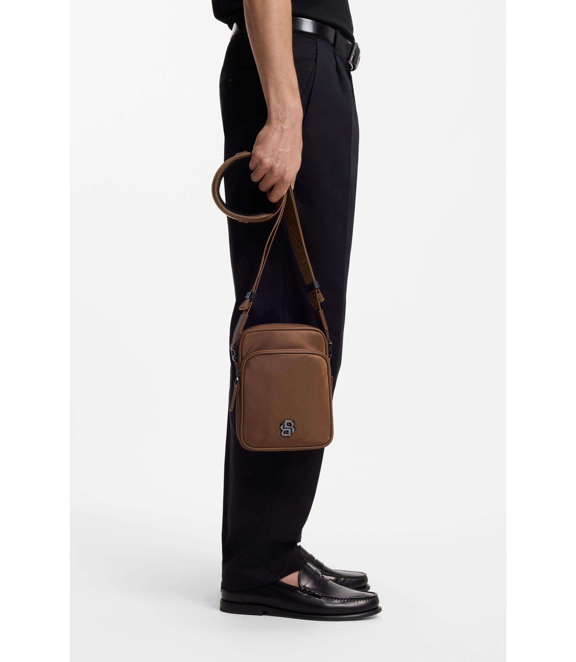 BOSS - Reporter bag with Double B monogram hardware - Brown