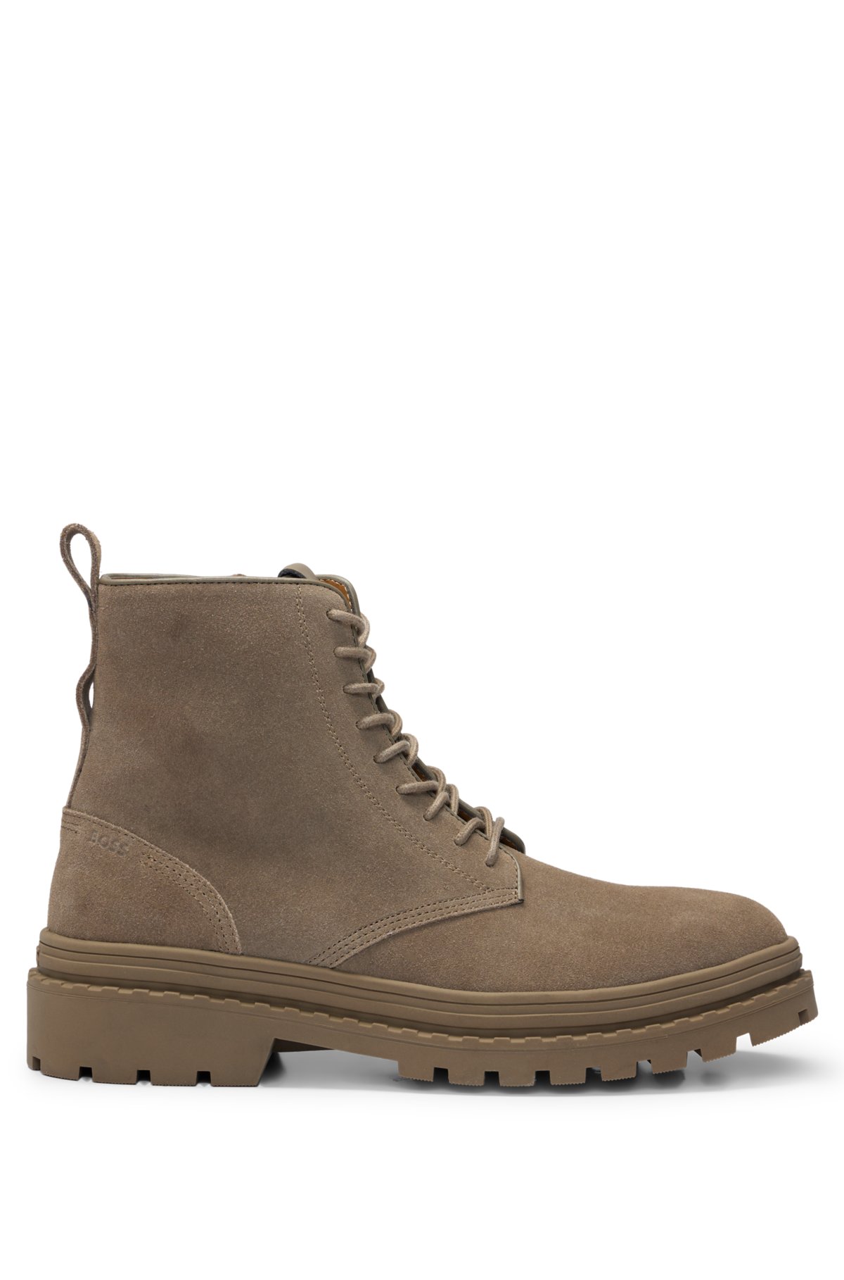 Suede lace-up boots with rubber outsole, Light Green