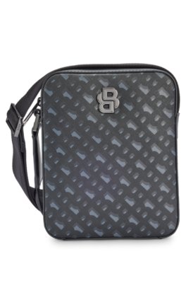 Sac reporter à motif monogramme avec garnitures emblématiques