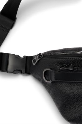 HUGO - Belt bag in faux leather with metallic stacked logo 
