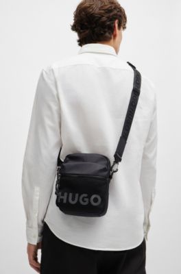 Reporter bag with contrast logo and mesh overlay, Black