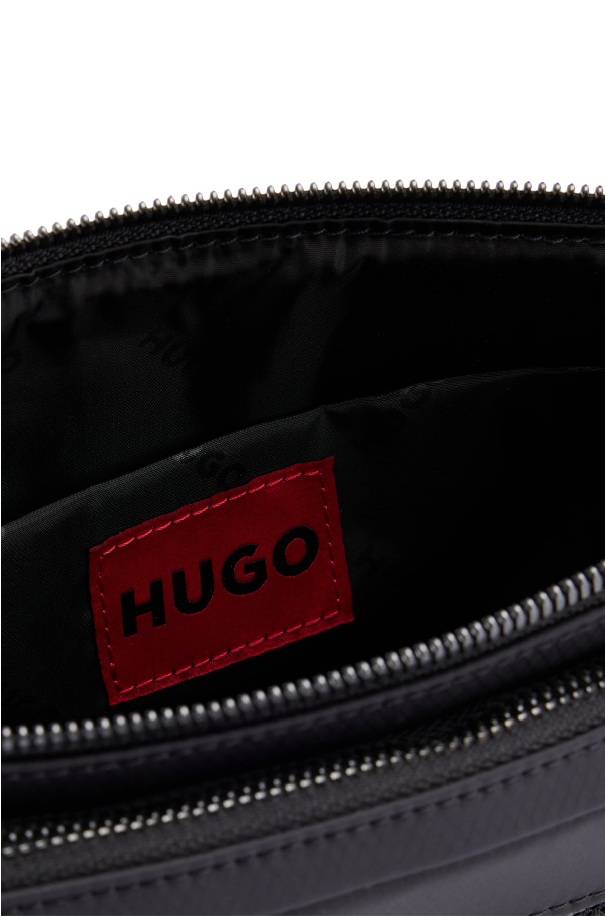 Belt bag with contrast logo and mesh overlay, Black