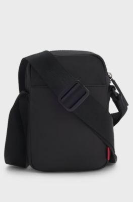 Twill reporter bag with red logo patch , Black