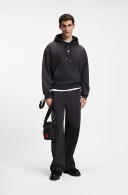 Twill reporter bag with red logo patch , Black