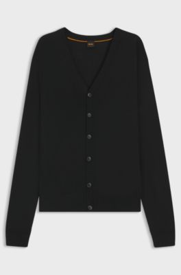 Regular-fit cardigan in a wool blend, Black