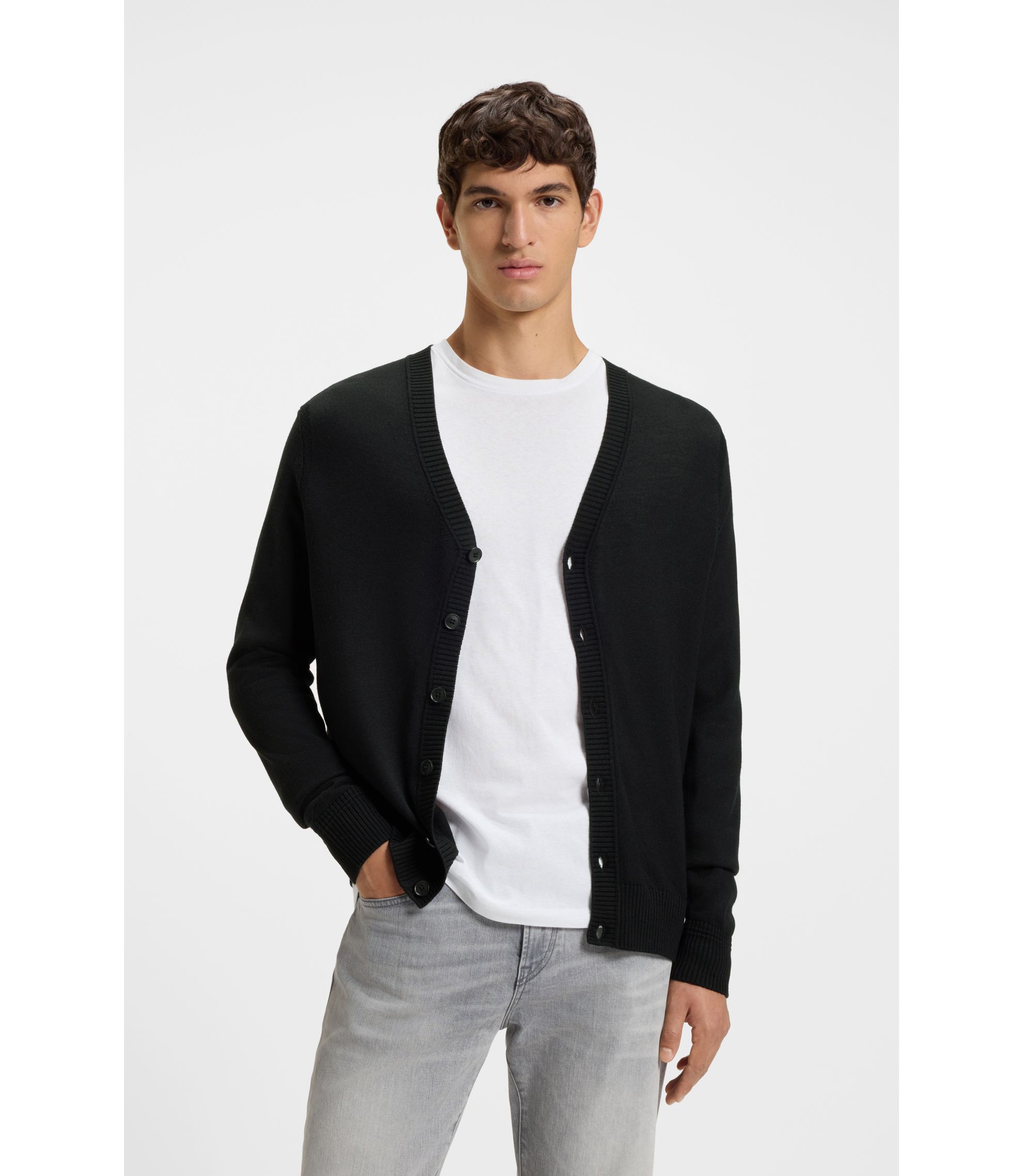 Regular-Fit Cardigan aus Woll-Mix