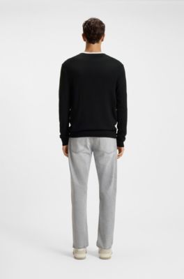 Regular-fit cardigan in a wool blend, Black
