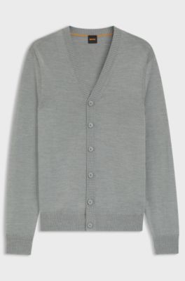 Regular-fit cardigan in a wool blend, Grey