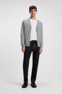 Regular-fit cardigan in a wool blend, Grey
