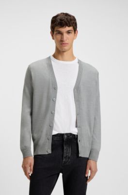 Regular-fit cardigan in a wool blend, Grey