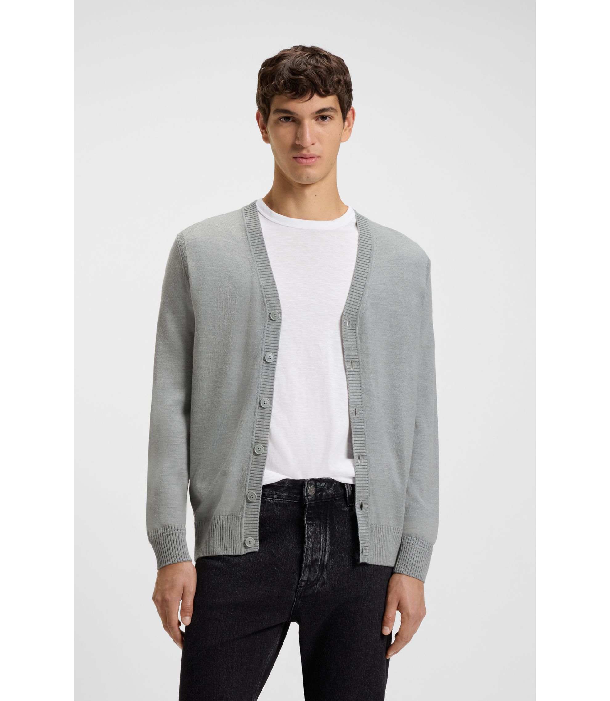 Regular-Fit Cardigan aus Woll-Mix