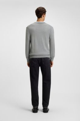 Regular-fit cardigan in a wool blend, Grey
