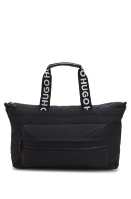 Holdall with logo straps, Black
