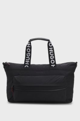 Holdall with logo straps, Black