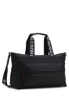 Holdall with logo straps, Black