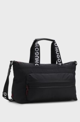 Holdall with logo straps, Black