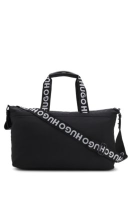Holdall with logo straps, Black