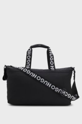 Holdall with logo straps, Black