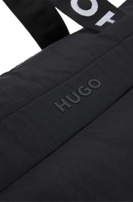 Holdall with logo straps, Black