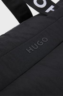 Holdall with logo straps, Black