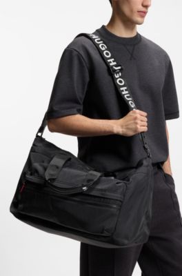 Holdall with logo straps, Black