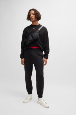 Cupsole trainers in faux leather with logo flag, White