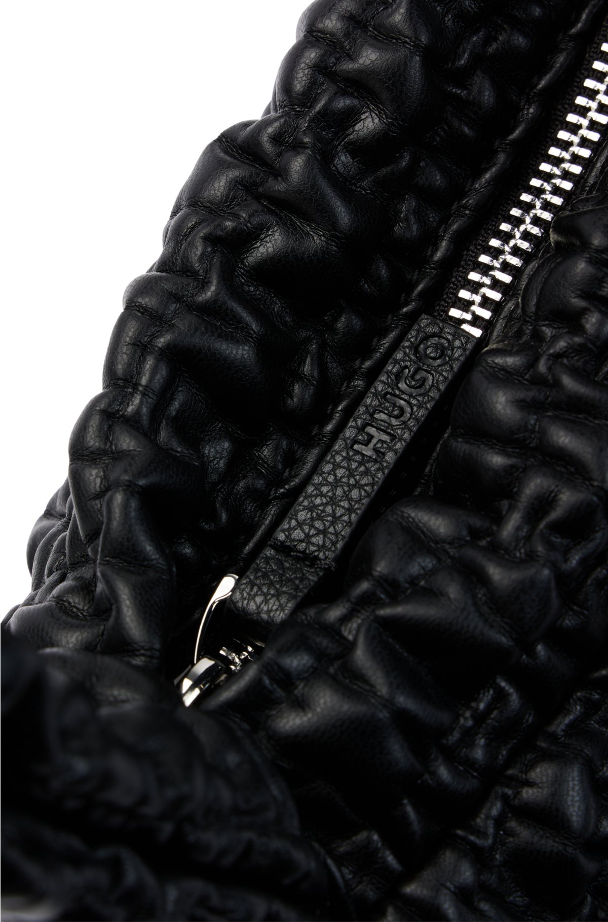 Shoulder bag in quilted-effect faux leather, Black