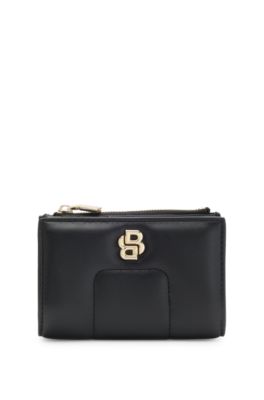 Double B 모노그램 트리밍 퀼팅 지갑, 블랙