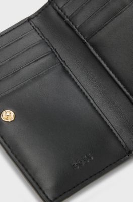 Quilted wallet with Double B monogram trim, Black