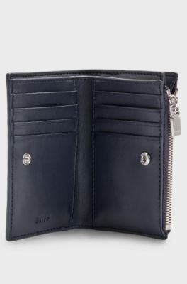 Quilted wallet with Double B monogram trim, Dark Blue