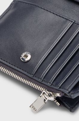 Quilted wallet with Double B monogram trim, Dark Blue