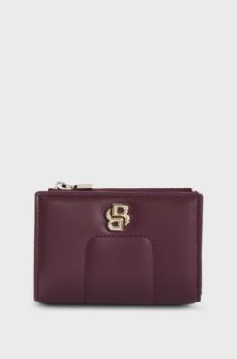 Quilted wallet with Double B monogram trim, Dark Red