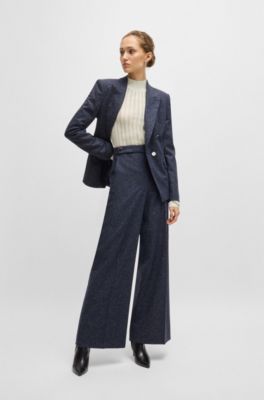 Virgin-wool sweater with structured stripes, White