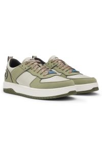 Mixed-material trainers with two sets of laces, Light Green
